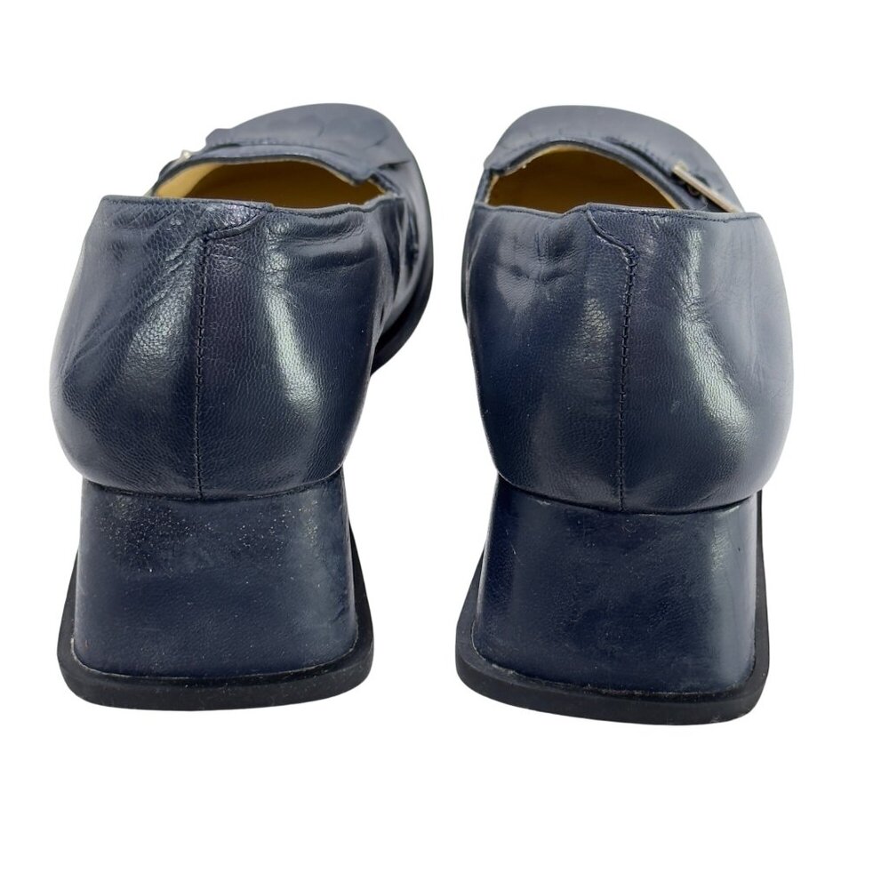 BISOU BISOU Dutch Navy Loafers Women's Leather Fringed Vamp Size 7.5N - Picture 4 of 13